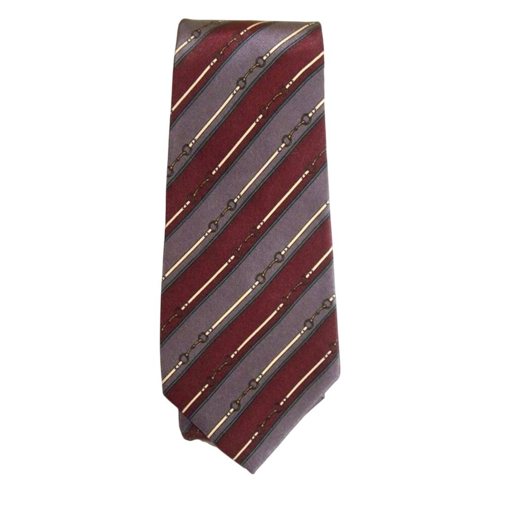 VTG 70s Italian Silk EQUESTRIAN Tie Mauve Burgundy
